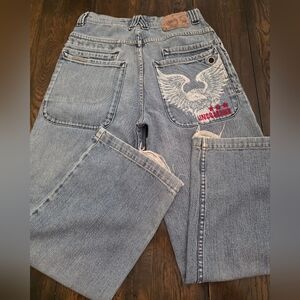 JNCO Jeans 85 Vintage Embroidered Eagle Crown Baggy Wide Leg Youth 16